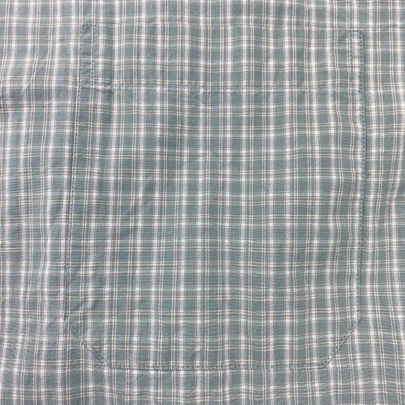 Eddie Bauer Shirt Men Large Teal Plaid Relaxed Fit Casual Button Up Short Sleeve - Picture 4 of 7